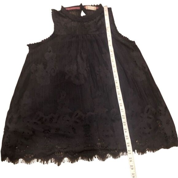Altar’d State black lace overlay sleeveless high neck keyhole open in back blous - Picture 6 of 8